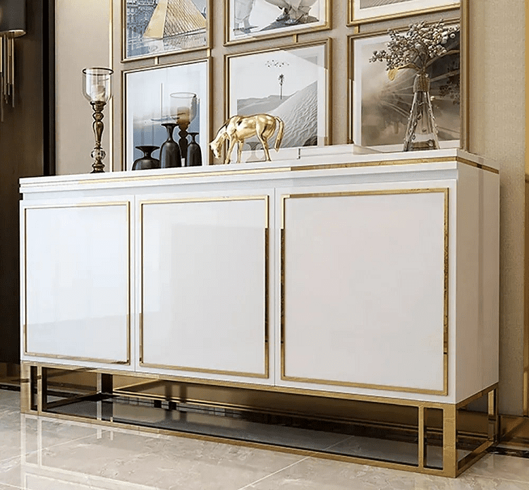 59” White Wood Buffet Cabinet with Storage by Homary