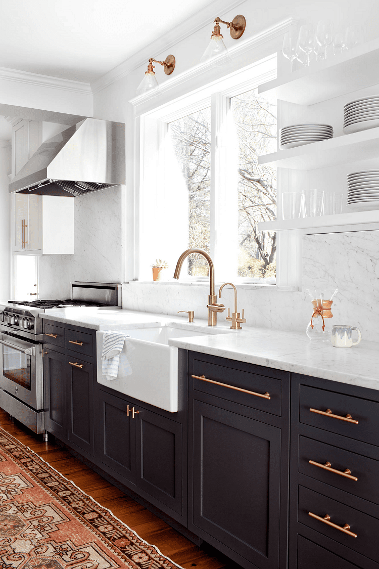 Black Kitchen Cabinets by Elizabeth Lawson Design