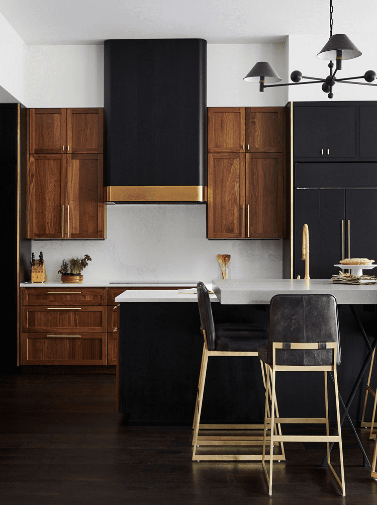 Black and Gold Cabinets by Back Splash