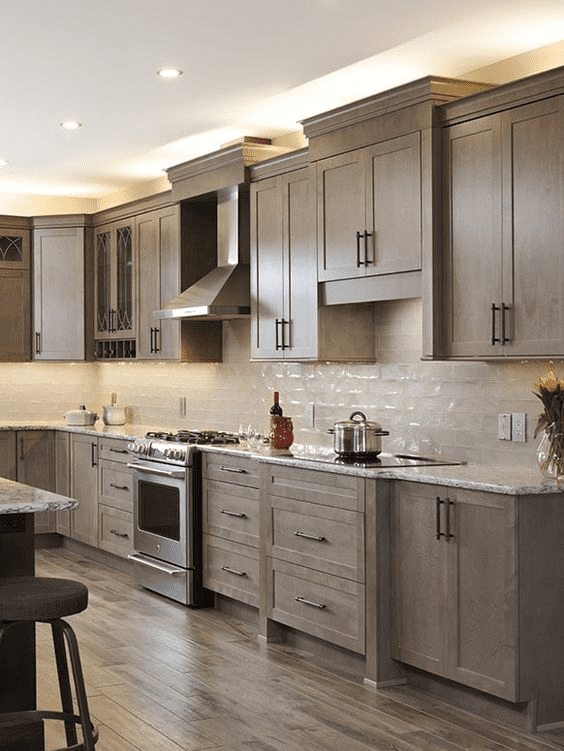 Classy and Sophisticated Taupe Cabinets