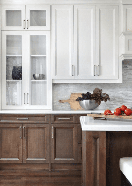 White and Walnut Kitchen Cabinets