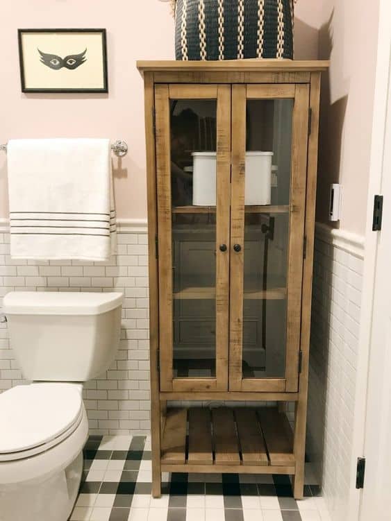 Free Standing Bathroom Cabinet Ideas: light wood cabnet