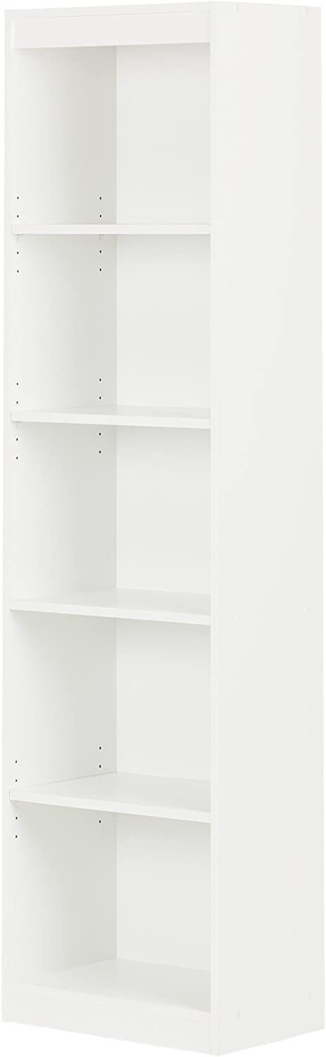 South Shore Axess Classic Narrow and Space Saver Bookcase with 5 Adjustable Shelves