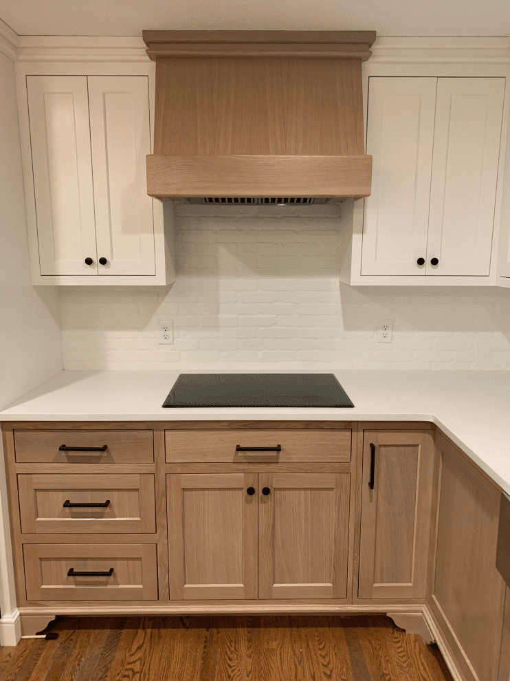 Oak Cabinets with Matching Kitchen Hood