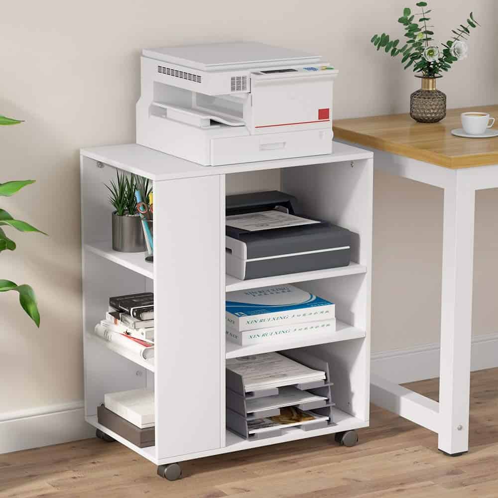 white printer cabinet