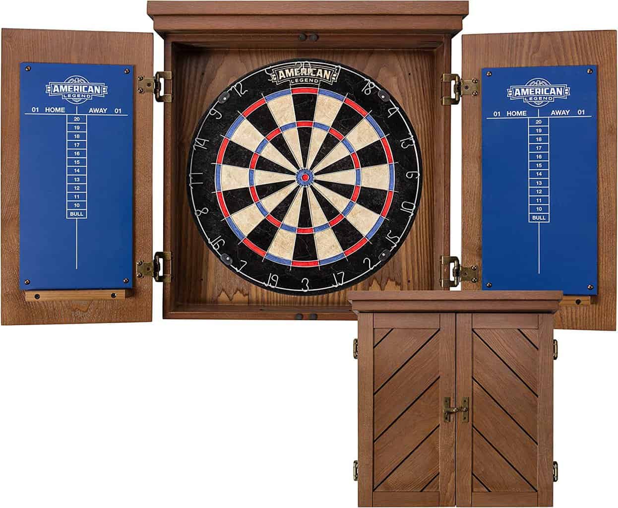 American Legend Charleston Solid Wood Bristle Dartboard Cabinet Set