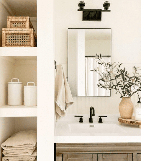 bathroom cabinet with towels