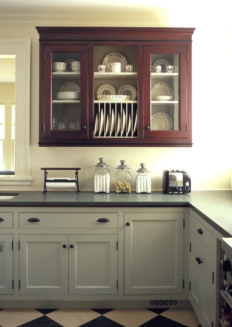 Painted and Cherry Wood Cabinets