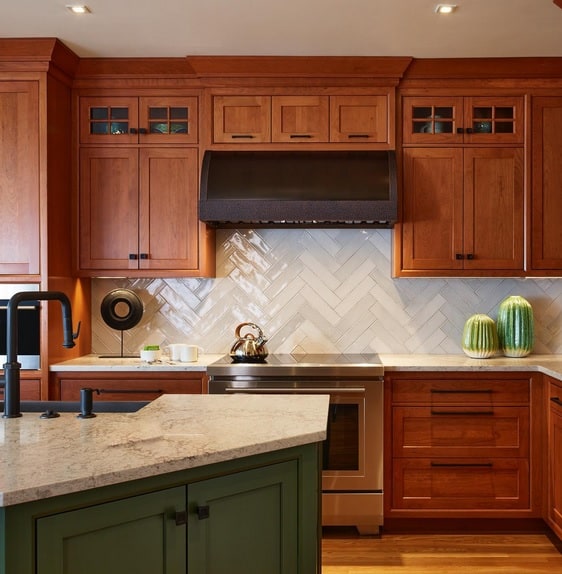 Warm-Tone Cherry Top Cabinets