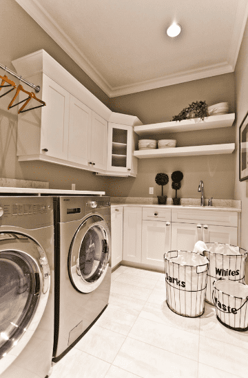 Gray and White Laundry Room