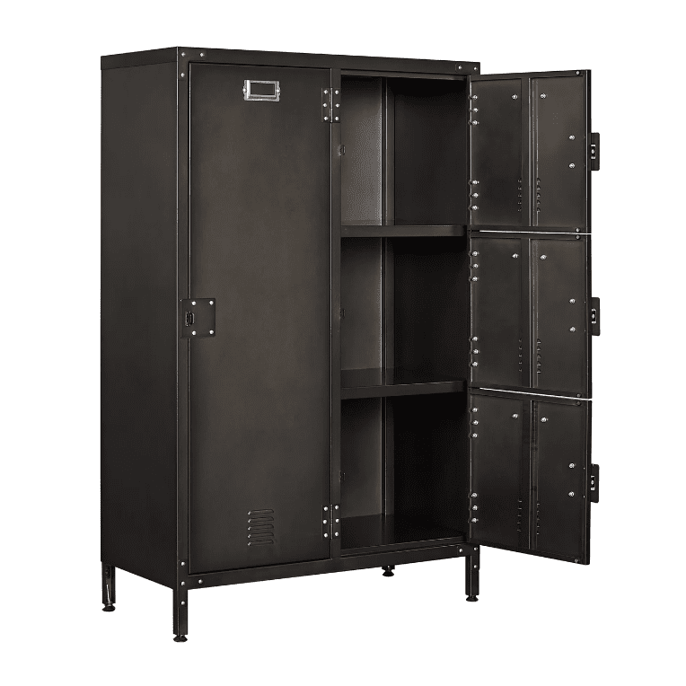 Metal Storage Cabinet Locker Steel Industrial Cabinet Lockable For Home Office Storage Cabinet Vented Multipurpose Storage Cabinet With 4 Door