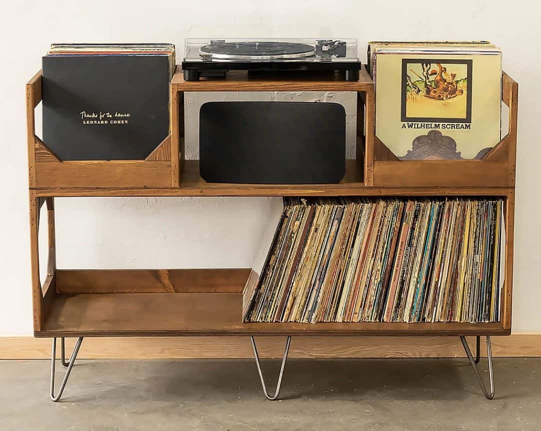 The Irving Turntable Station: Bookshelf Style Vinyl Record Storage