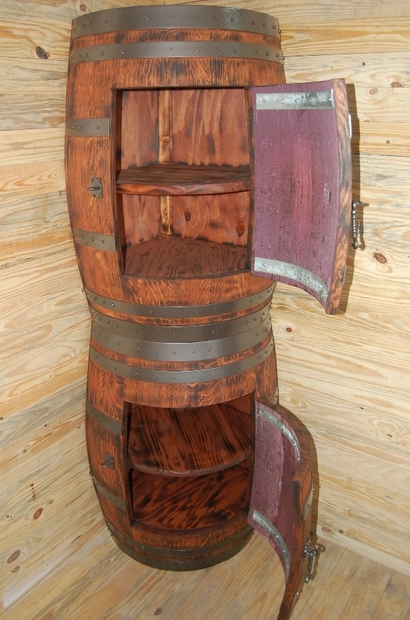 Wine Barrel Corner Linen Cabinet