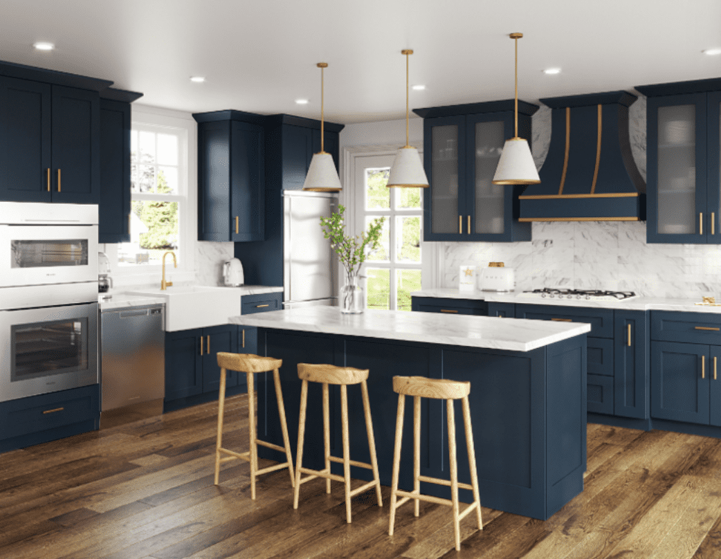 Aria Blue Shaker Cabinets