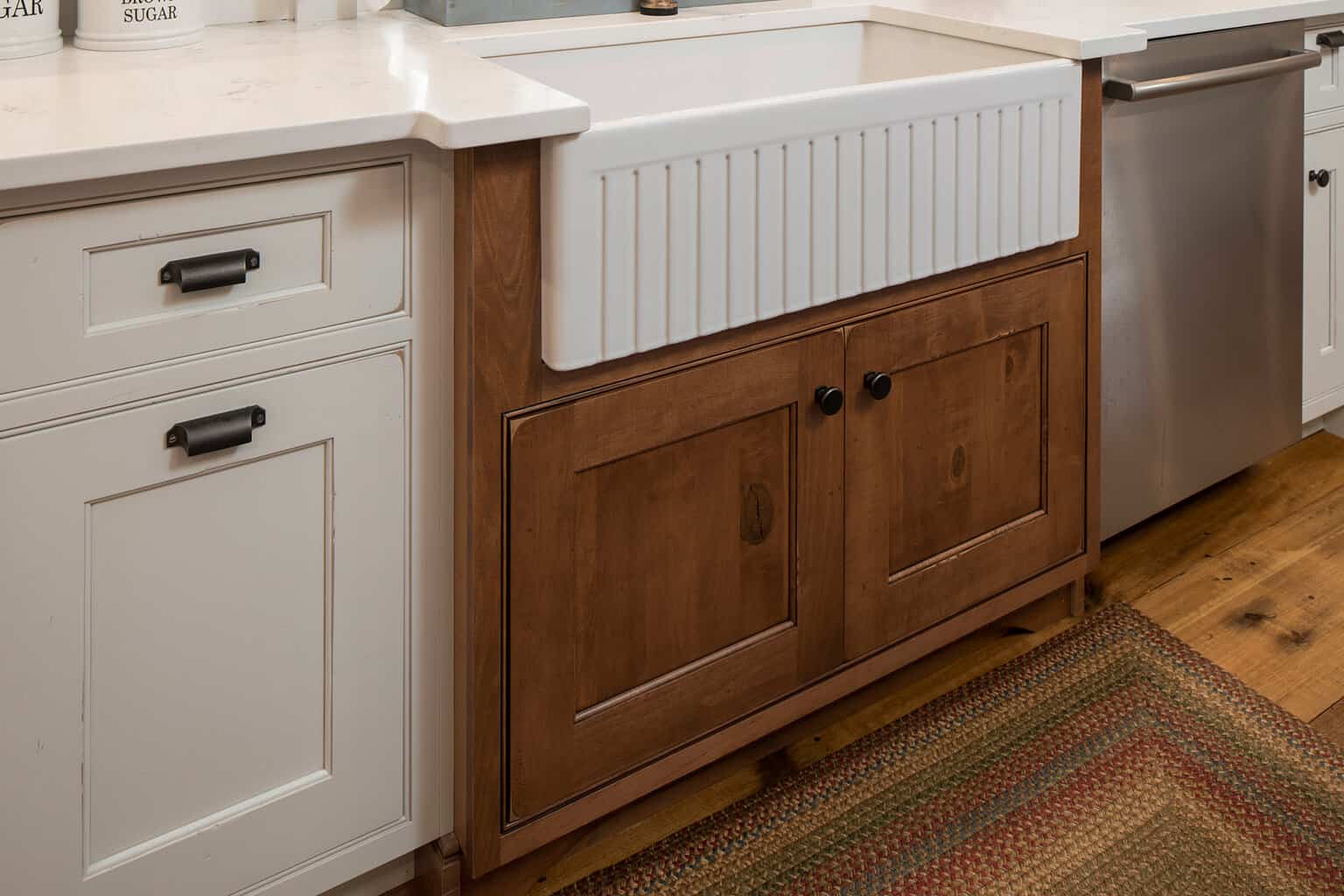 Brown and Off-White Kitchen Cabinets