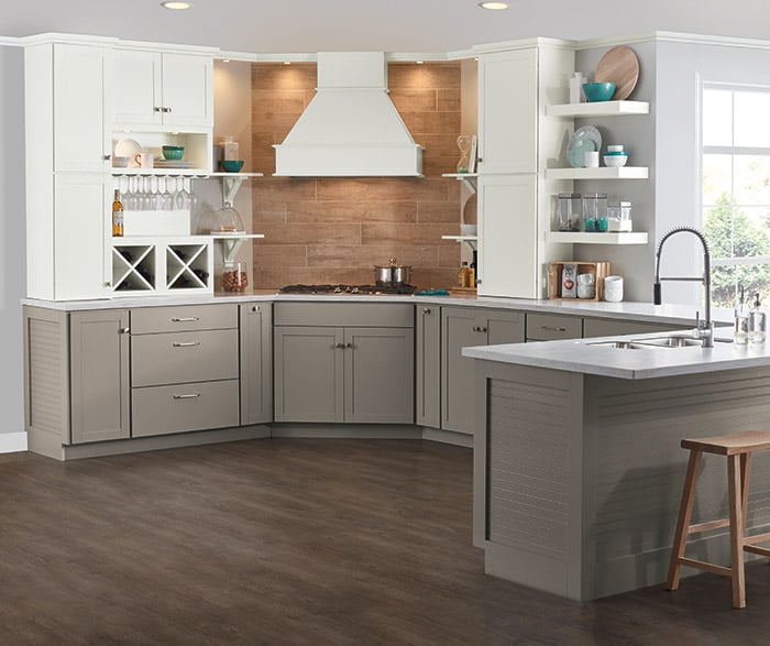 gray and white kitchen cabinets