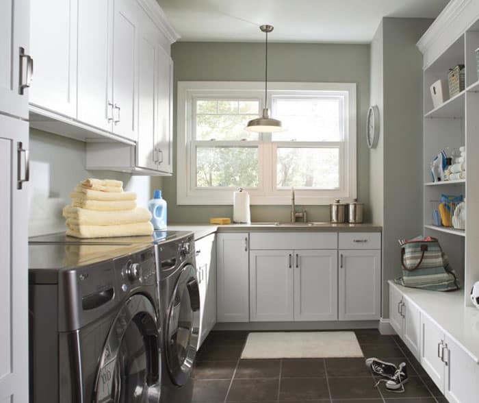 laundry room cabinets in painted white