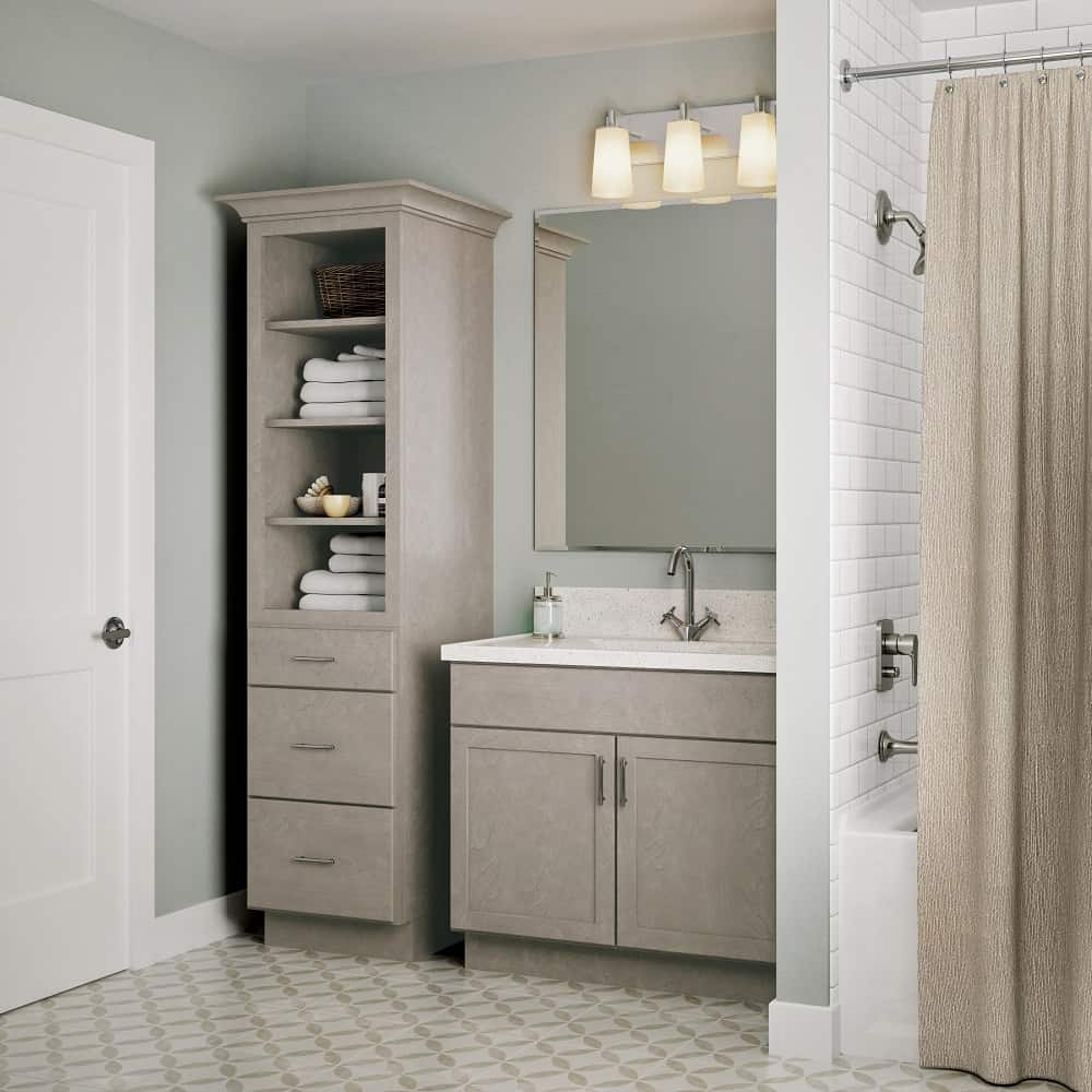 Steel Grey On Wesley Birch Bathroom Cabinets