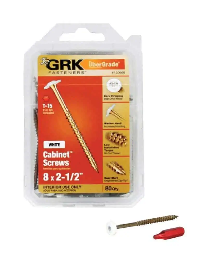 grk by white cabinet screw handy pak