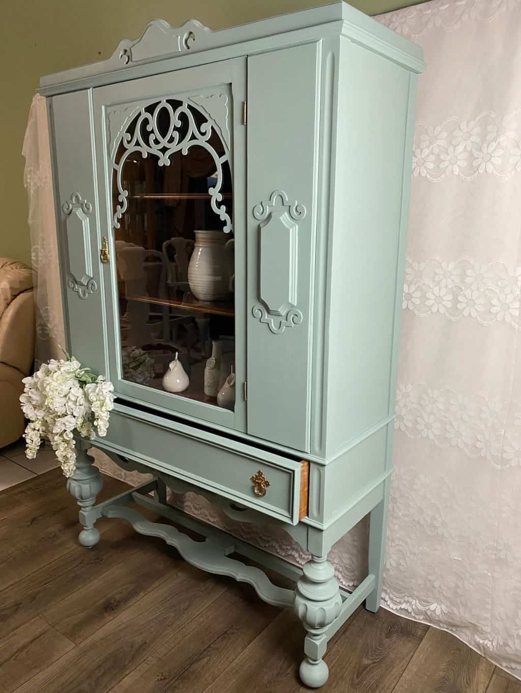 Painted China Cabinet Antique 